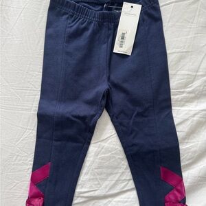 Janie and Jack Navy Leggings with Pink Accents